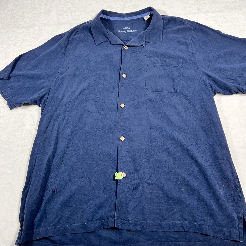 Tommy Bahama Shirt Men 1XLB Blue 100% Silk Floral Hawaiian Camp Beach Summer SS‎ - Picture 2 of 10
